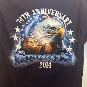 Sturgis 2014 size S navy blue t-shirt 74th Anniversary double sided